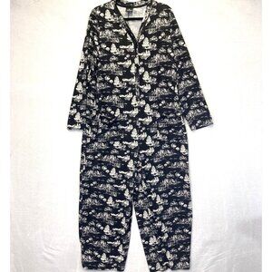 BumbleBella Comfy Wide Leg‎ One-piece Pajama Womens Large L Black Soft Jumpsuit